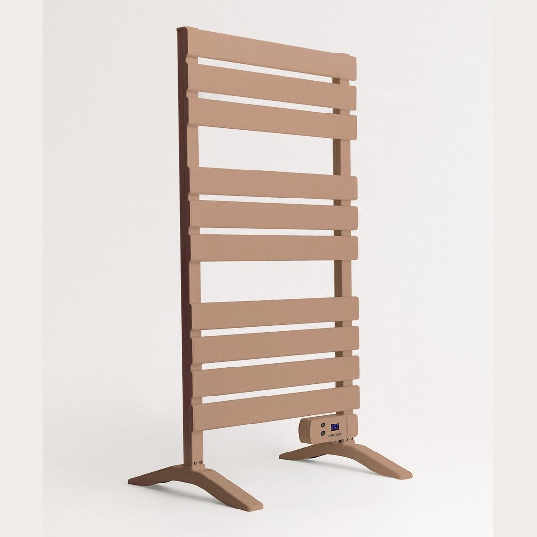 CREATE / Warm Towel 500W / Electric Towel Rail Mocha with Feet / 103 x 5 x 55 cm/for Floor or Wall. Timer. LCD Display. Low Consumption