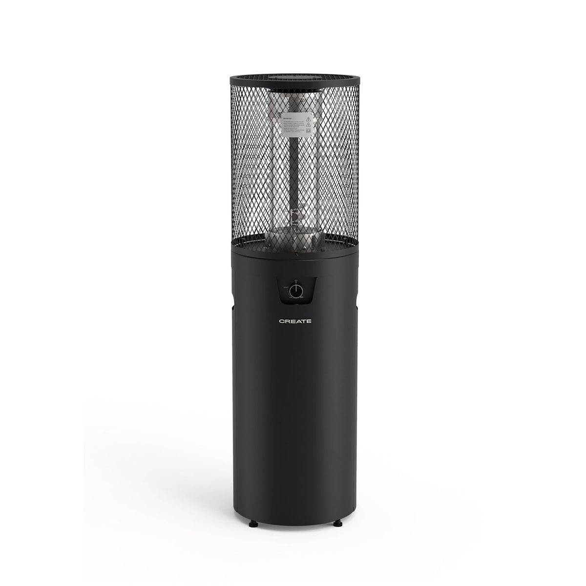CREATE /FIRE ROUND HEATER/Black gas heater for patios and outdoors/Electric ignition, adjustable flame, safety, outdoor use, heavy duty materials, 8 kW
