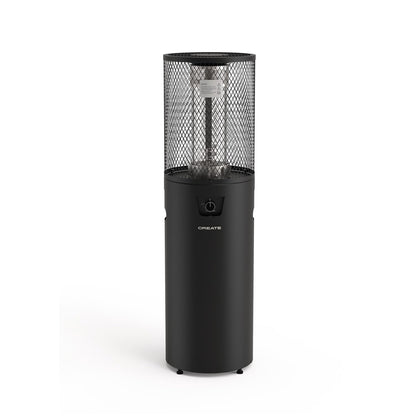 CREATE /FIRE ROUND HEATER/Black gas heater for patios and outdoors/Electric ignition, adjustable flame, safety, outdoor use, heavy duty materials, 8 kW