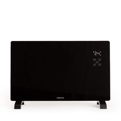 CREATE /WARM CRYSTAL 2500W / Electric Glass Convector Black with WiFi, 2 Powers, 24-Hour Timer, Touch Screen, Low Noise, IP24