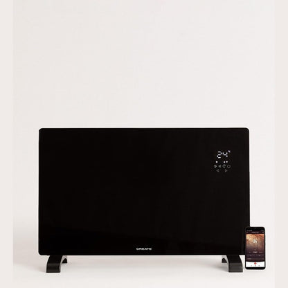 CREATE /WARM CRYSTAL 2500W / Electric Glass Convector Black with WiFi, 2 Powers, 24-Hour Timer, Touch Screen, Low Noise, IP24