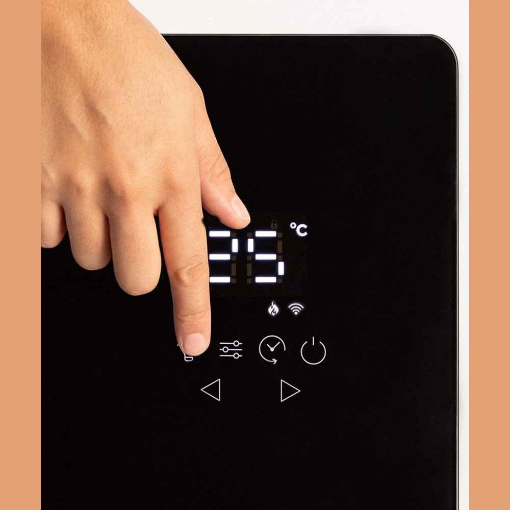 CREATE /WARM CRYSTAL 2500W / Electric Glass Convector Black with WiFi, 2 Powers, 24-Hour Timer, Touch Screen, Low Noise, IP24