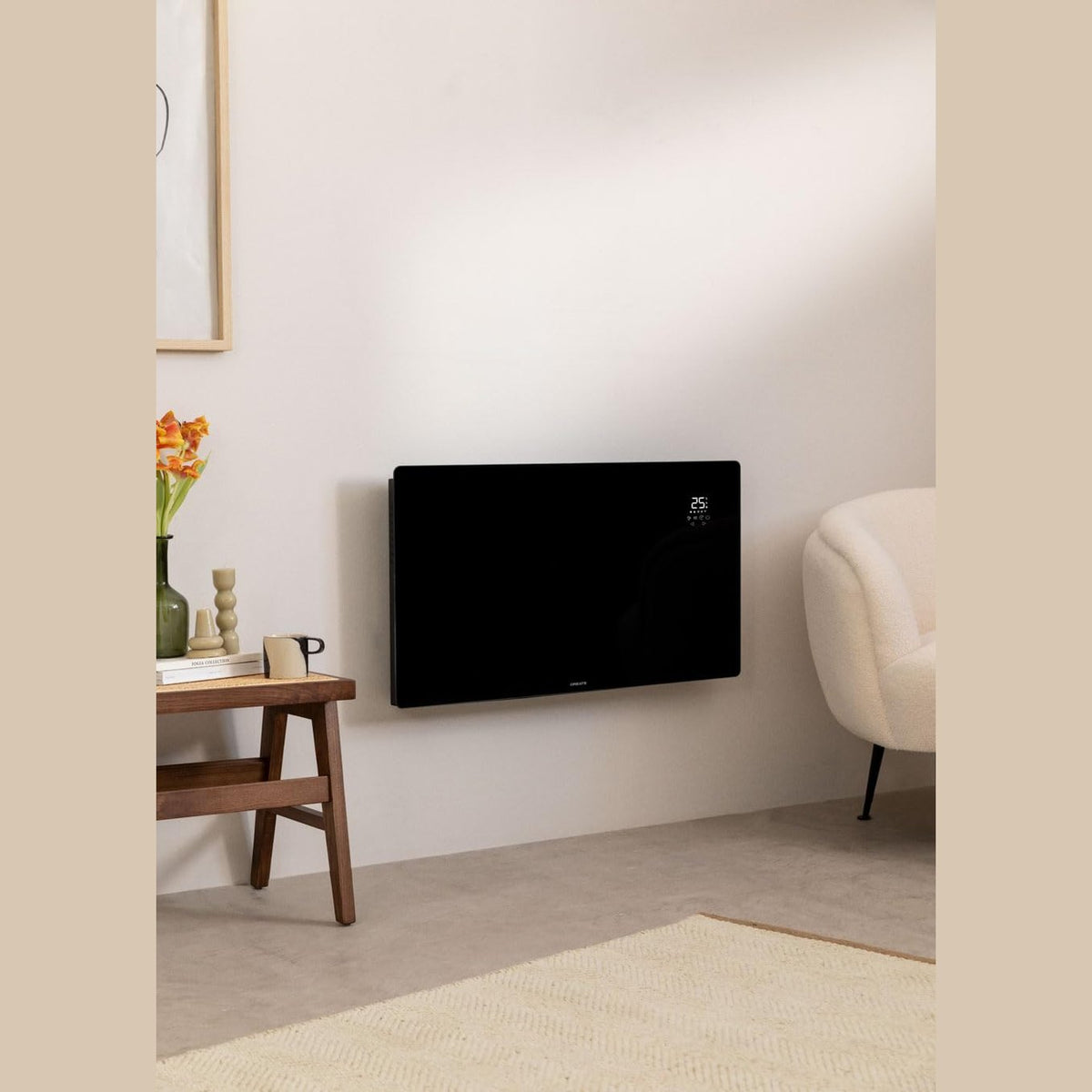 CREATE /WARM CRYSTAL 2500W / Electric Glass Convector Black with WiFi, 2 Powers, 24-Hour Timer, Touch Screen, Low Noise, IP24