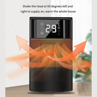 1000W Fan Heater, 3 Modes 60° Oscillating Ceramic Electric Heater, 12 Hour Timer, Portable Heater, PTC Ceramic Heater, Energy Saving ECO Mode Overheating and Tip Over Protection,Black Double the