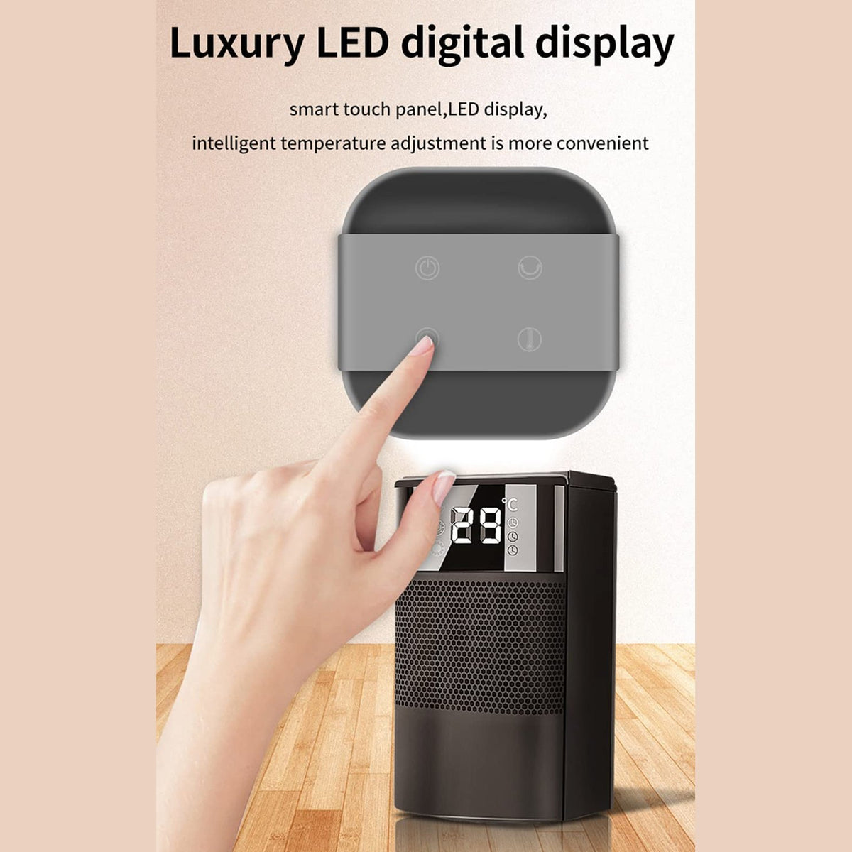 1000W Fan Heater, 3 Modes 60° Oscillating Ceramic Electric Heater, 12 Hour Timer, Portable Heater, PTC Ceramic Heater, Energy Saving ECO Mode Overheating and Tip Over Protection,Black Double the
