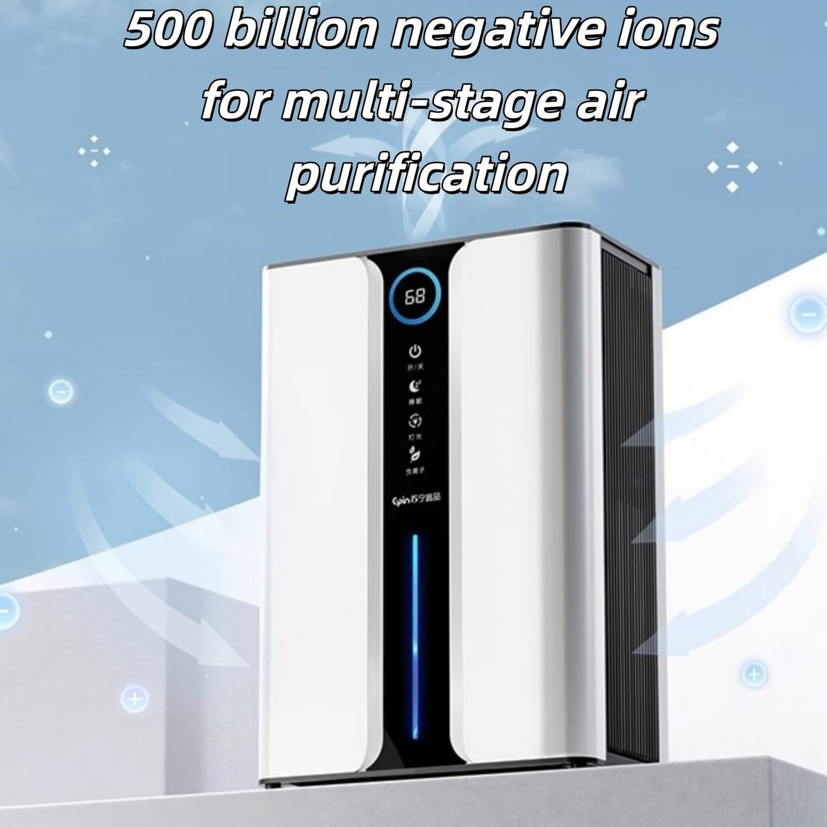 Overly Dehumidifier with Air Reusable Filter，Dual-core digital display negative ion generator, operating silently while delivering powerful air purification performance