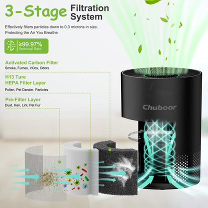 Air Purifiers for Home Large Rooms, H13 True HEPA with Timer