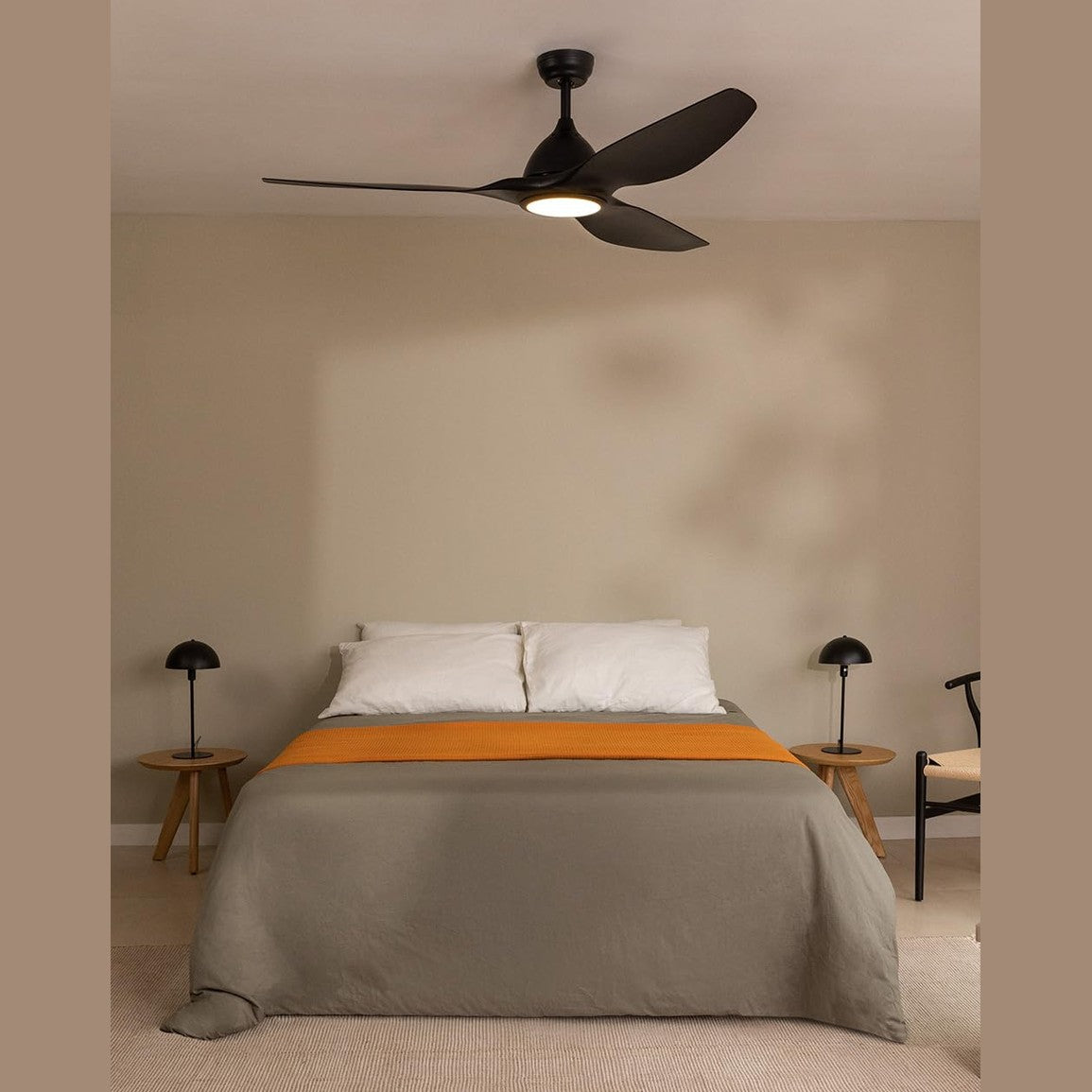 CREATE / WINDSAIL/Ceiling fan with light and remote control black / 90W, Ø163 cm, quiet, 3 speeds, timer, AC motor