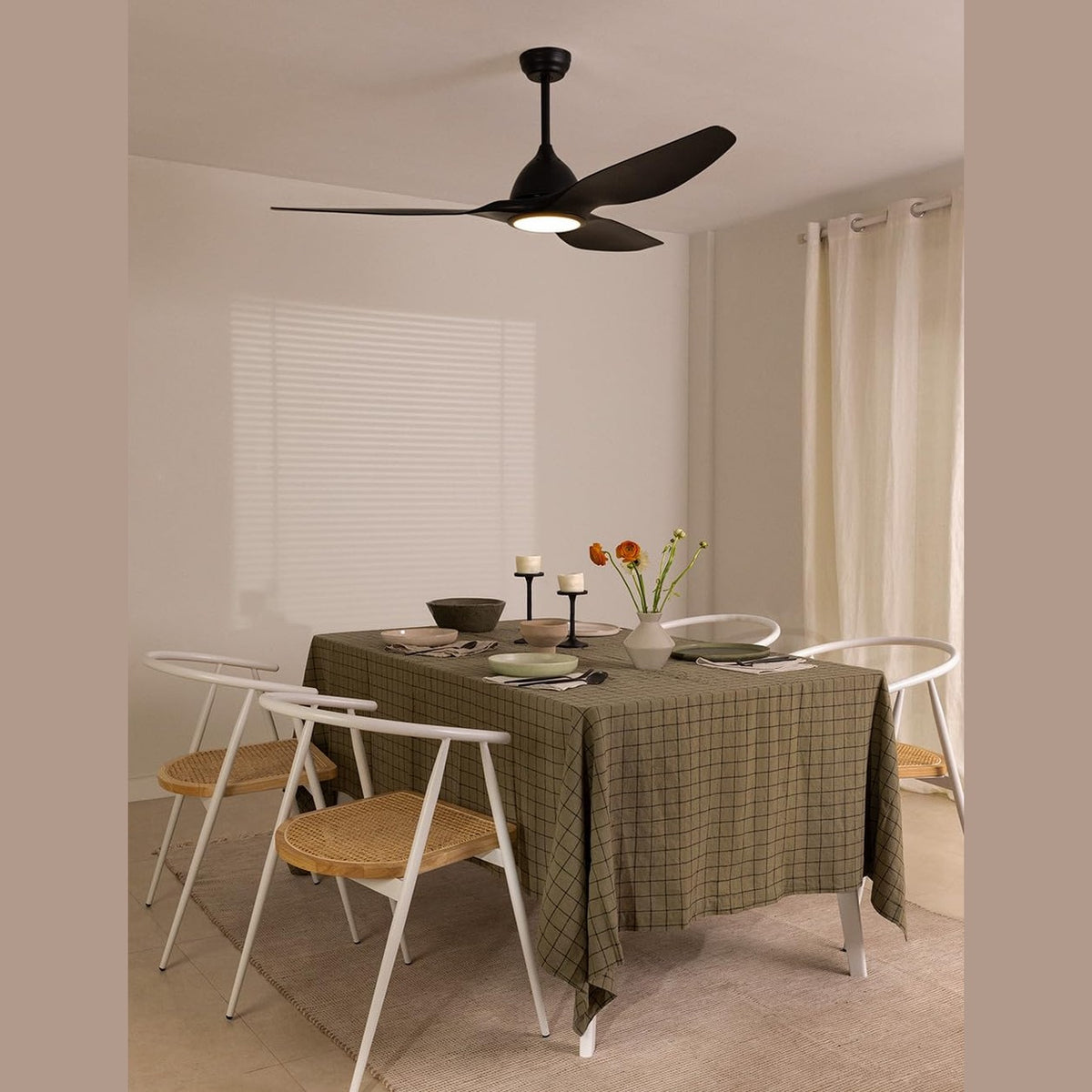 CREATE / WINDSAIL/Ceiling fan with light and remote control black / 90W, Ø163 cm, quiet, 3 speeds, timer, AC motor