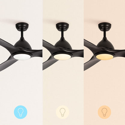 CREATE / WINDSAIL/Ceiling fan with light and remote control black / 90W, Ø163 cm, quiet, 3 speeds, timer, AC motor