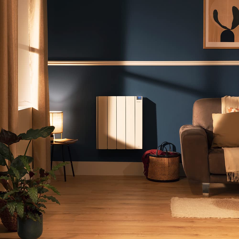 Cecotec Flachheizkörper mit Wi-Fi-Steuerung ReadyWarm 4000 Thermal Ceramic Connected. 1000 W, 4 Elemente aus Aluminiumguss und Keramiktechnologie, Timer, IPX4-Schutz, 4 Betriebsarten, 12 m2, Weiß