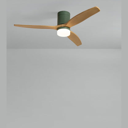 CREATE Windcalm M/Ceiling Fan ABS with Lighting Sage Green Light Wood Wing Look with Remote Control / 40 W, Quiet, Diameter 132 cm, 3 LED Temperatures, Timer, Summer/Winter Operation