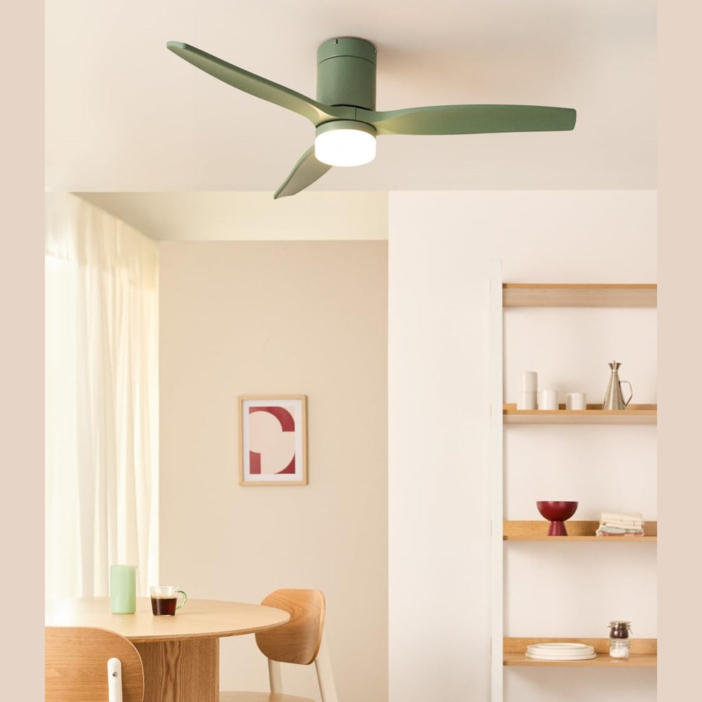 CREATE / WINDCALM M Ceiling Fan ABS with Lighting Sage Green with Remote Control / 40 W, Quiet, Diameter 132 cm, 6 Speeds, 3 LED Temperatures, Timer, Summer/Winter Operation