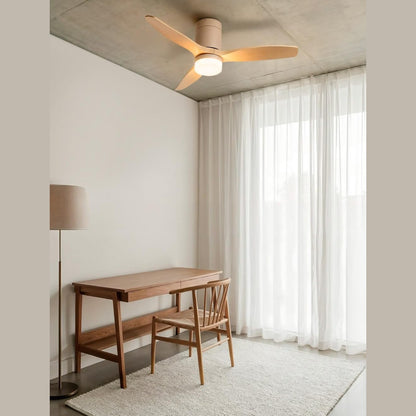 CREATE / WINDCALM S/Ceiling fan ABS sand light wood blades light with remote control/Silent, Ø112 cm, 6 speeds, 3 temperatures, timer, summer-winter