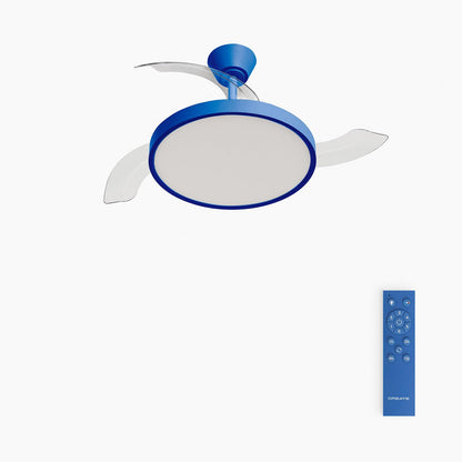 CREATE / Wind Clear Studio S/Ceiling Fan with Lighting Cobalt Blue with Remote Control / 40 W, Timer, Diameter 91 cm, Retractable Blades, 3 LED Temperatures, Summer/Winter Operation