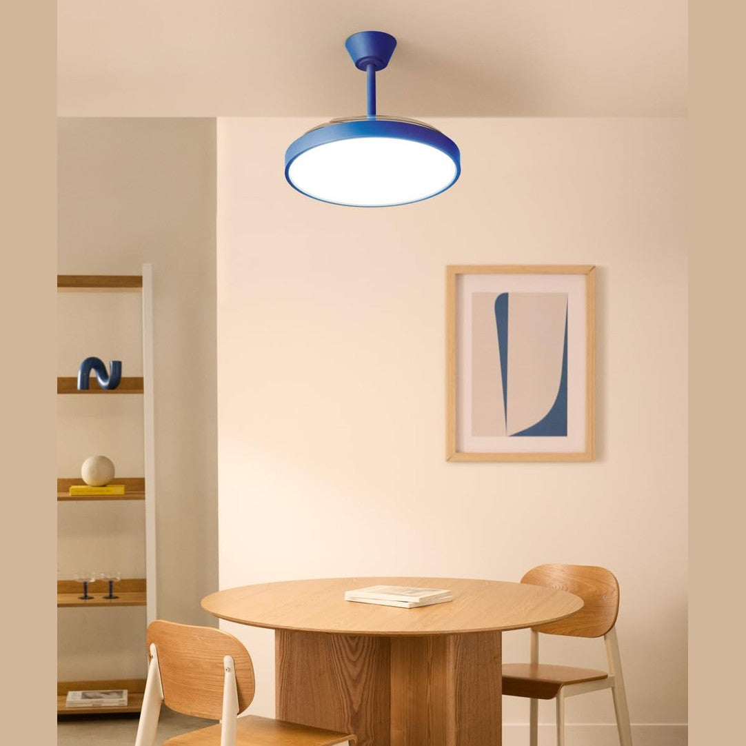CREATE / Wind Clear Studio S/Ceiling Fan with Lighting Cobalt Blue with Remote Control / 40 W, Timer, Diameter 91 cm, Retractable Blades, 3 LED Temperatures, Summer/Winter Operation