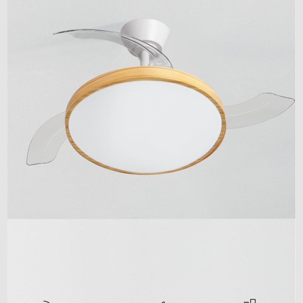 CREATE / Wind Clear Studio M/Ceiling Fan with Lighting White Light Wood Blades with Remote Control / 40 W, Timer, Diameter 108 cm, Retractable Blades, 3 LED Temperatures, Summer/Winter Operation