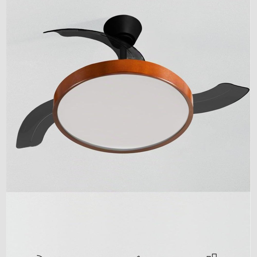 CREATE / Wind Clear Studio M/Ceiling Fan with Lighting Black Dark Wood Wings with Remote Control / 40 W, Timer, Diameter 108 cm, Retractable Blades, 3 LED Temperatures, Summer/Winter Operation
