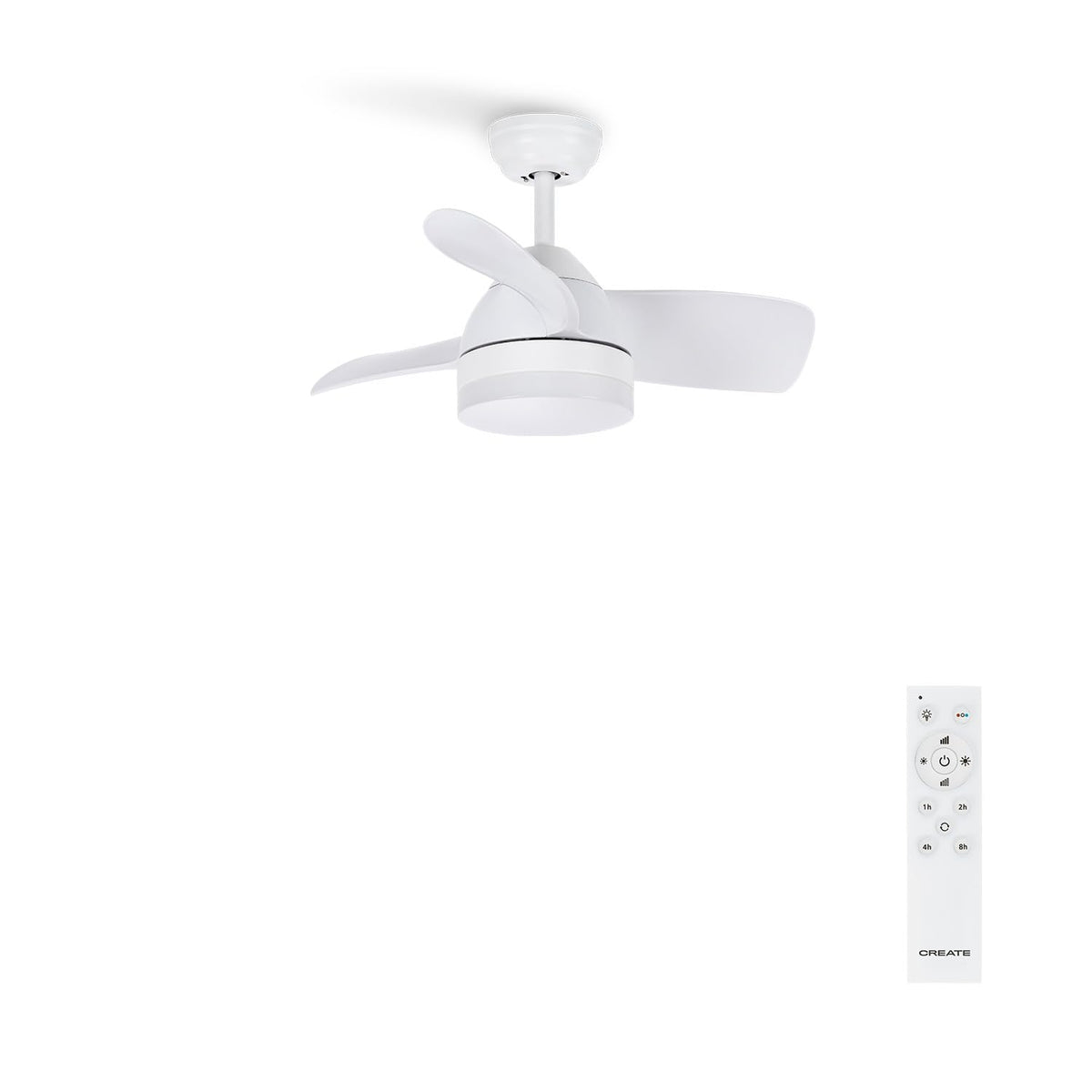 CREATE /WINDLIGHT ROUND DC/Ceiling Fan White/Silent, with light, timer, 6 speeds, double height