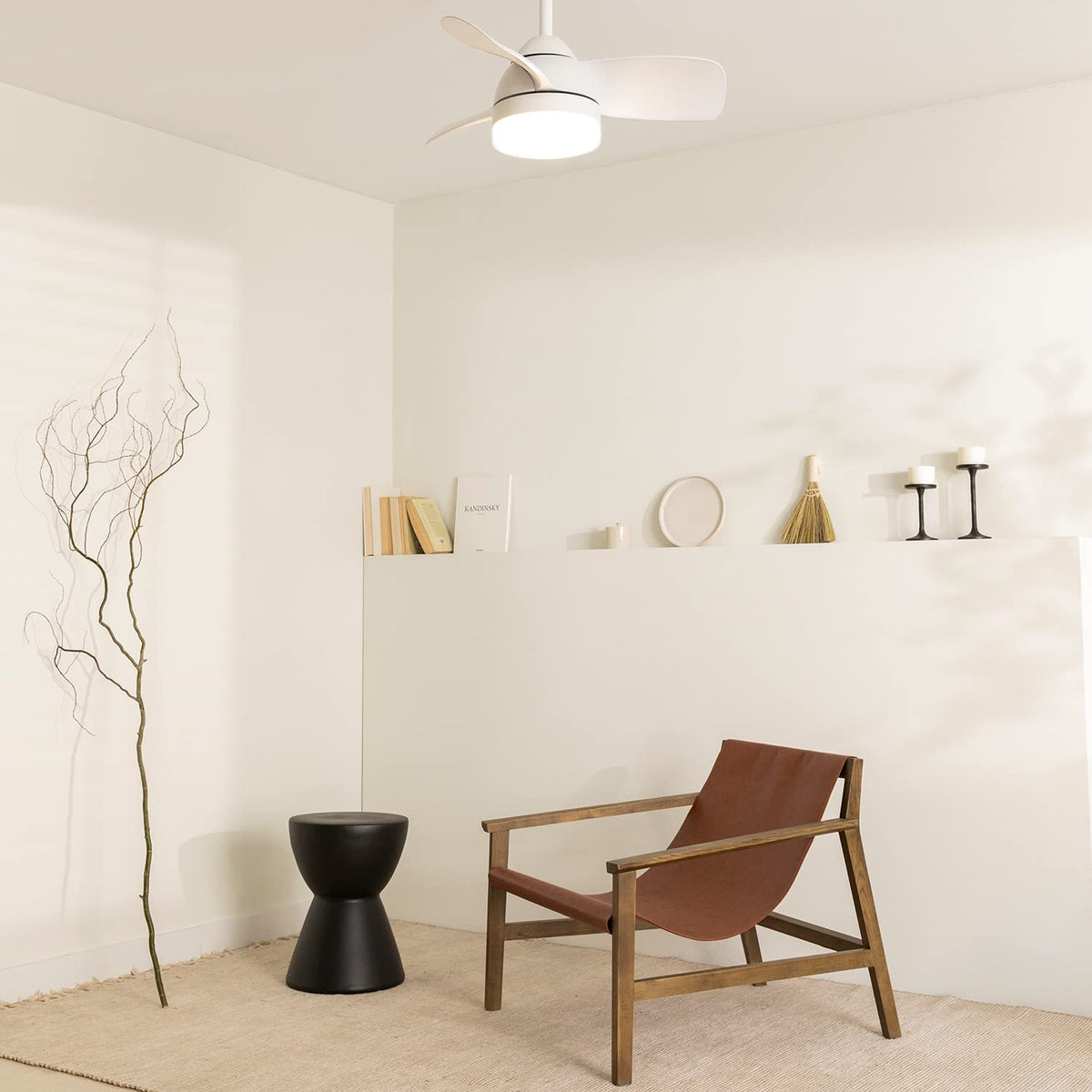 CREATE /WINDLIGHT ROUND DC/Ceiling Fan White/Silent, with light, timer, 6 speeds, double height
