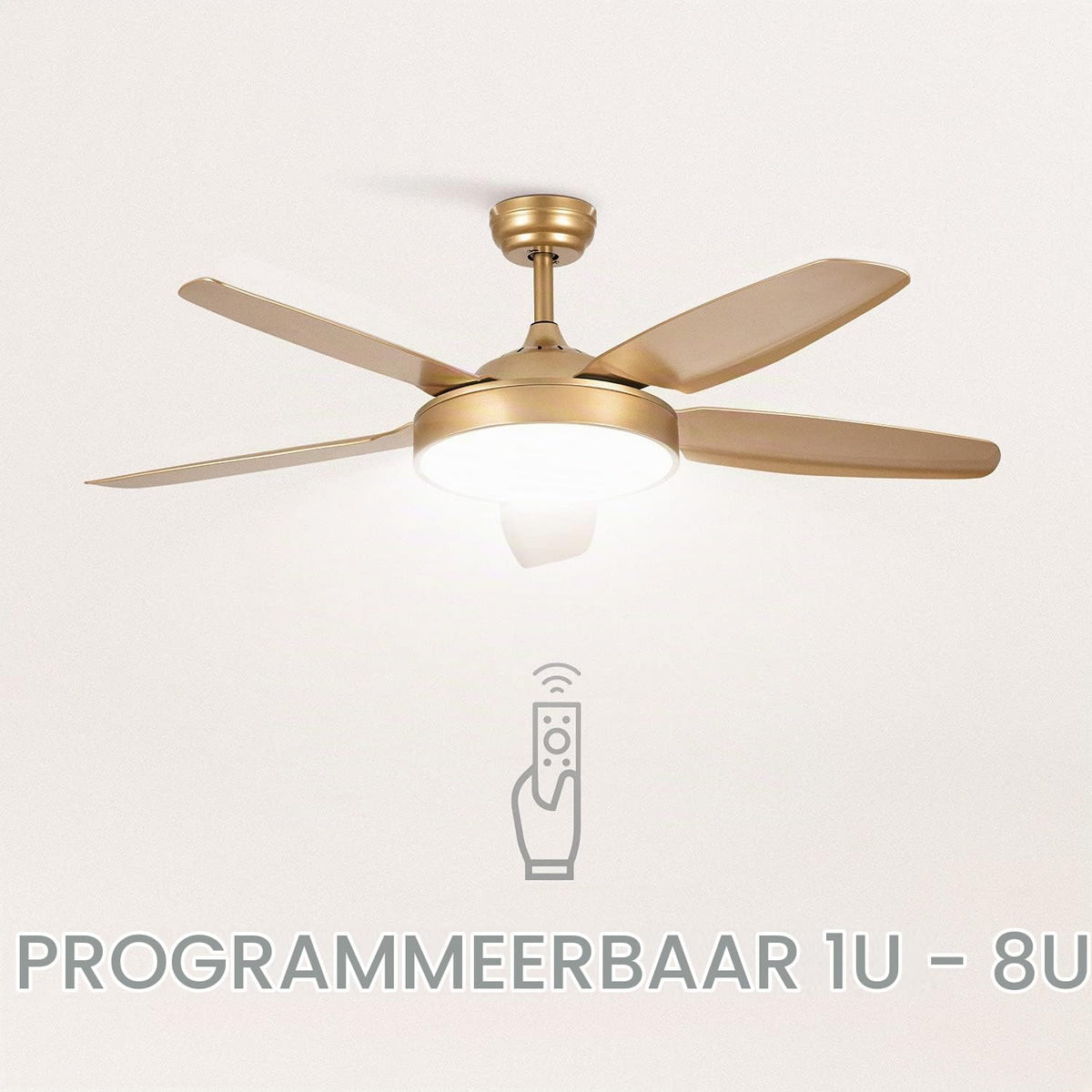 CREATE /WINDLIGHT FLAT DC/Gold DC Motor Ceiling Fan with Light/Quiet, Timer