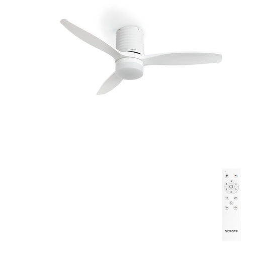 CREATE / WINDCALM LINE/White ceiling fan with light with remote control, horizontal lines / 40W, Ø132 cm, 6 speeds, 3 light temperatures, timer, summer-winter function