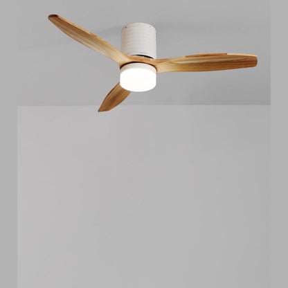 CREATE / WINDCALM LINE/White ceiling fan with light with remote control, natural wood blades horizontal lines / 40W, Ø132 cm, 3 light temperatures, timer, summer-winter function