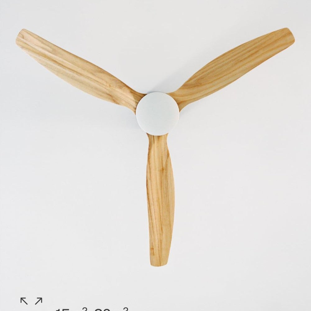 CREATE / WINDCALM LINE/White ceiling fan with light with remote control, natural wood blades horizontal lines / 40W, Ø132 cm, 3 light temperatures, timer, summer-winter function
