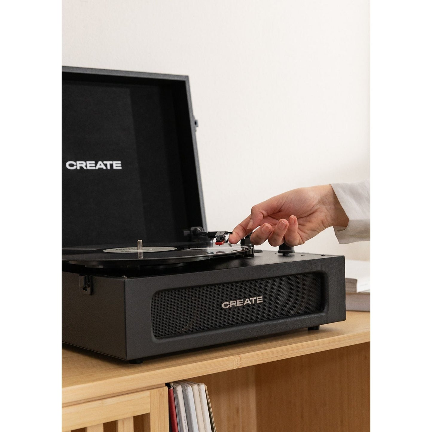 Create Compact Bluetooth USB Micro SD RCA 78 RPM Record Player - Black