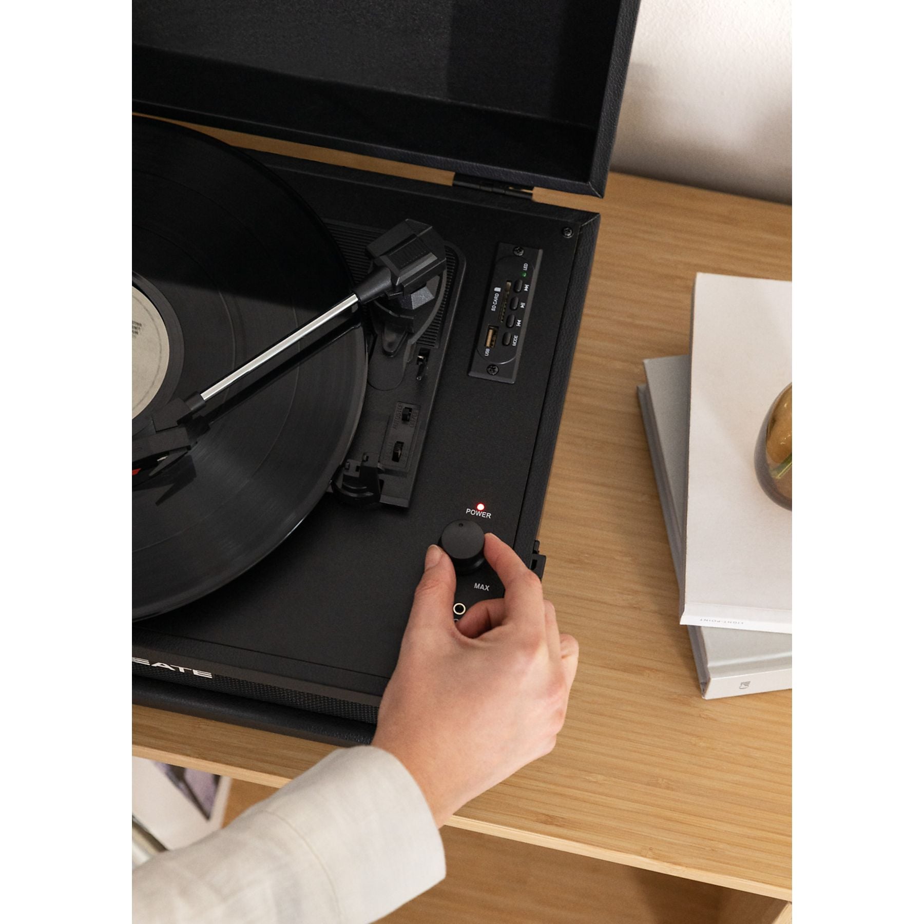 Create Compact Bluetooth USB Micro SD RCA 78 RPM Record Player - Black
