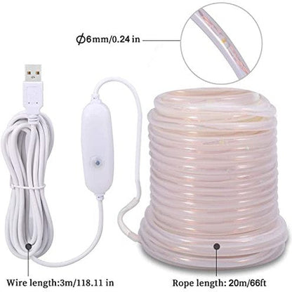 Afufu - 20m RGBY LED Tube Light, IP65 Waterproof, 8 Remote Modes, Timer