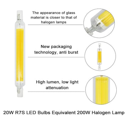 AgaShi - Dimmable R7S LED Bulbs, 20W Equivalent, Cool White 6000K, No-Flicker, Pack of 4