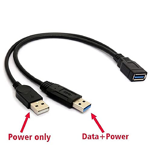 Alinna - USB 3.0 Female to Dual USB Male Y Extension Cable for Hard Disks