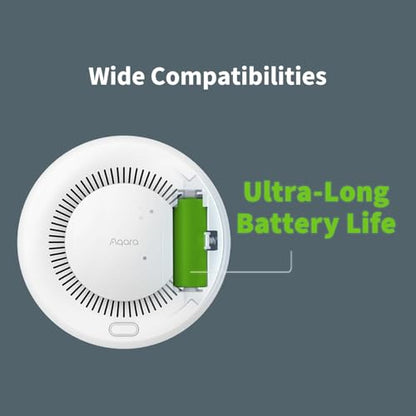 Aqara - Smoke Detector with 85dB Siren, LED Indicator, HomeKit & Alexa Support