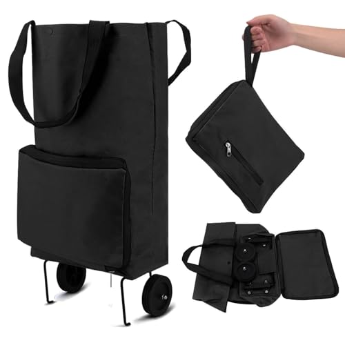 Shop the Avsmgp Large Capacity Rolling Shopping Bag with Wheels, perfect for groceries, laundry, and outdoor use. Reusable, collapsible, and durable.