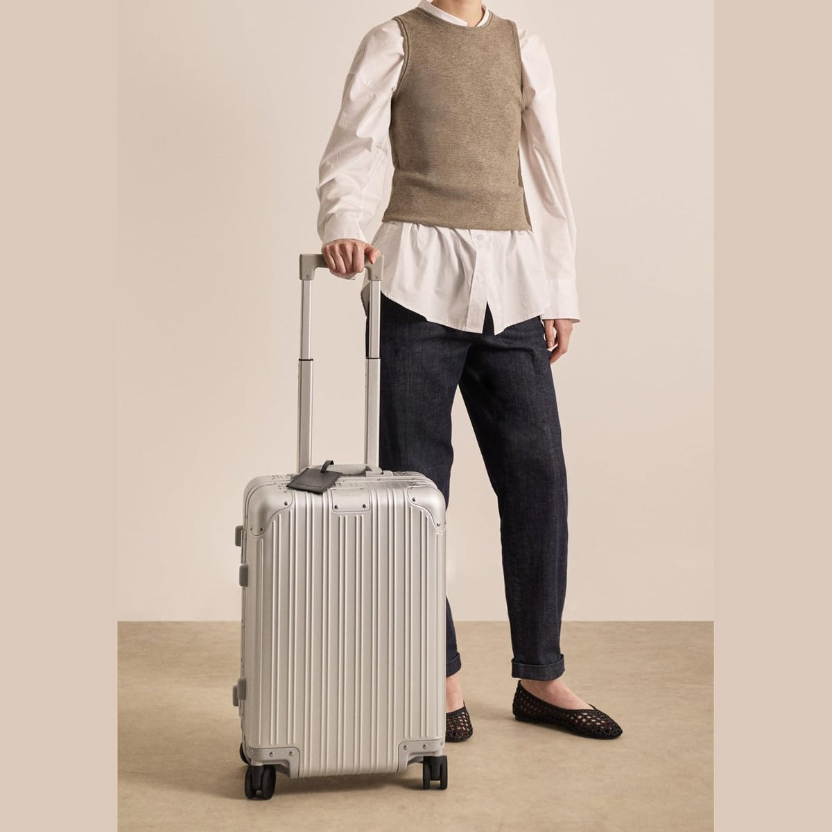 Create/Luggage Aluminium/Rigid Aluminium Suitcase / 40 x 23 x 55 cm / Double TSA Lock, Multi-Directional Wheels, Interior Organizer, Waterproof, Telescopic Handle
