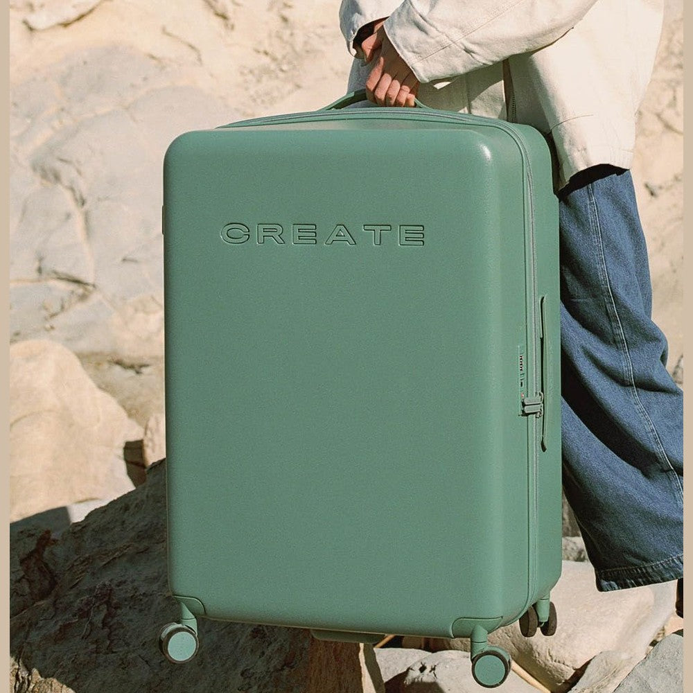 CREATE Luggage Studio/Polycarbonate Suitcase Sage Green / 53 x 31 x 76 cm / TSA Padlock, 4 Multidirectional Double Wheels, Interior Organiser, Strong and Durable Materials