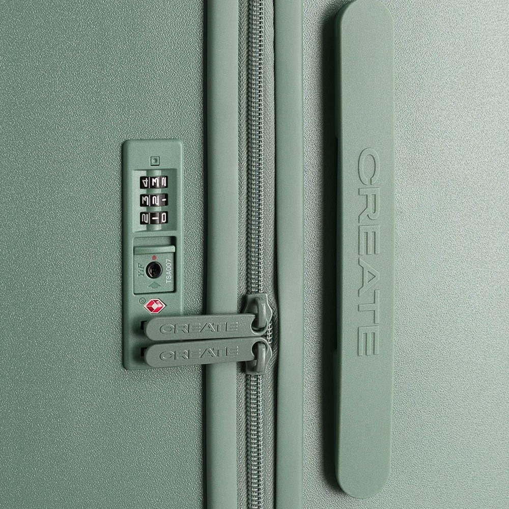 CREATE Luggage Studio/Polycarbonate Suitcase Sage Green / 53 x 31 x 76 cm / TSA Padlock, 4 Multidirectional Double Wheels, Interior Organiser, Strong and Durable Materials