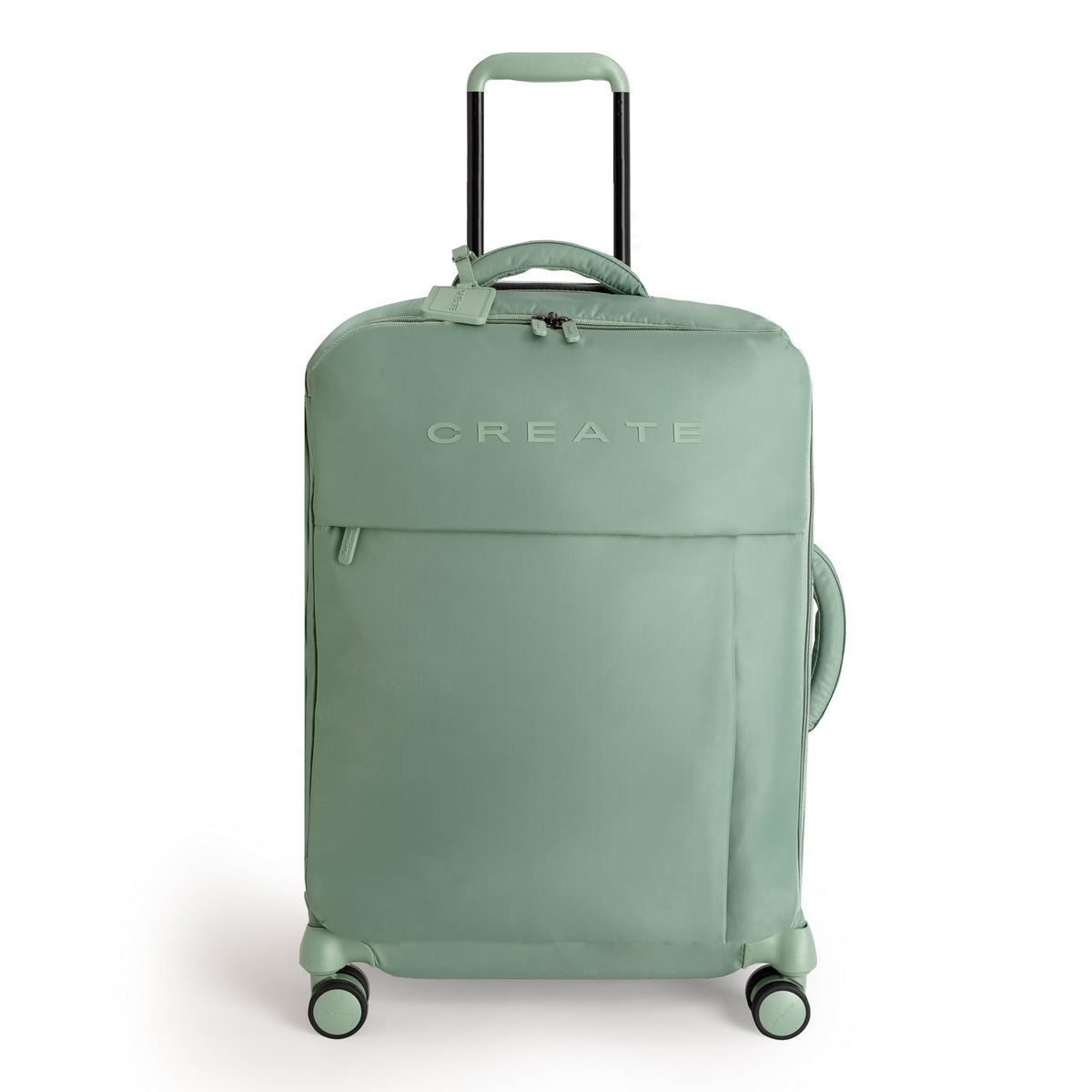 CREATE Luggage Studio Soft Polyester Suitcase, TSA Padlock, 4 Double Wheels, Organizer, Telescopic Handle, Waterproof Fabric, ID Tag, Various Sizes, Green Sage, Check-in M