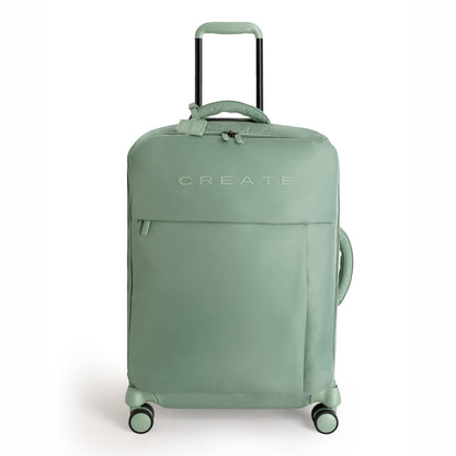 CREATE Luggage Studio Soft Polyester Suitcase, TSA Padlock, 4 Double Wheels, Organizer, Telescopic Handle, Waterproof Fabric, ID Tag, Various Sizes, Green Sage, Check-in M