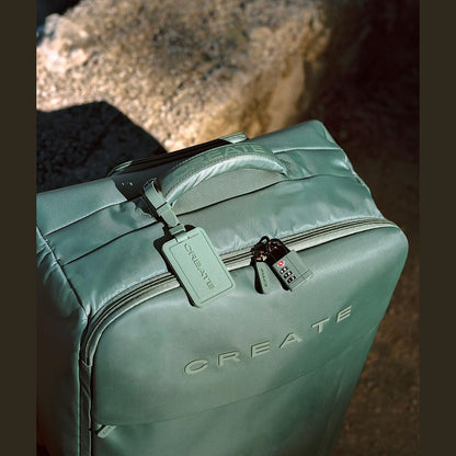 CREATE Luggage Studio Soft Polyester Suitcase, TSA Padlock, 4 Double Wheels, Organizer, Telescopic Handle, Waterproof Fabric, ID Tag, Various Sizes, Green Sage, Check-in M