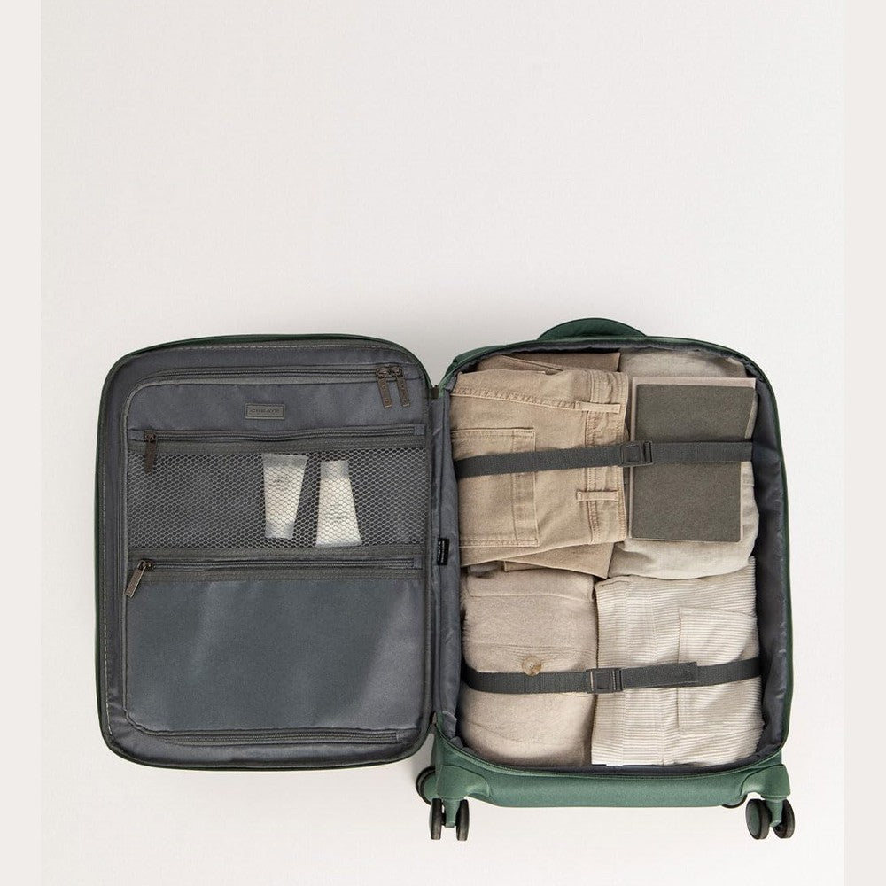 CREATE Luggage Studio Soft Polyester Suitcase, TSA Padlock, 4 Double Wheels, Organizer, Telescopic Handle, Waterproof Fabric, ID Tag, Various Sizes, Green Sage, Check-in M