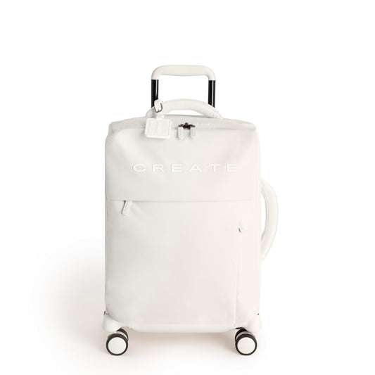 CREATE / Luggage Studio Soft/Soft Suitcase Polyester Off-White / 47 x 25.5 x 65 cm / TSA Padlock, 4 Double Wheels, Organizer, Telescopic Handle, Waterproof Fabric, ID Tag
