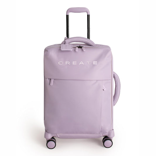 CREATE / Luggage Studio Soft/Suitcase Soft Polyester Lavender / 47 x 25.5 x 65 cm / TSA Padlock, 4 Double Wheels, Organizer, Telescopic Handle, Waterproof Fabric, ID Tag