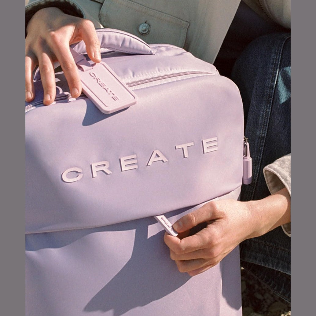CREATE / Luggage Studio Soft/Suitcase Soft Polyester Lavender / 47 x 25.5 x 65 cm / TSA Padlock, 4 Double Wheels, Organizer, Telescopic Handle, Waterproof Fabric, ID Tag