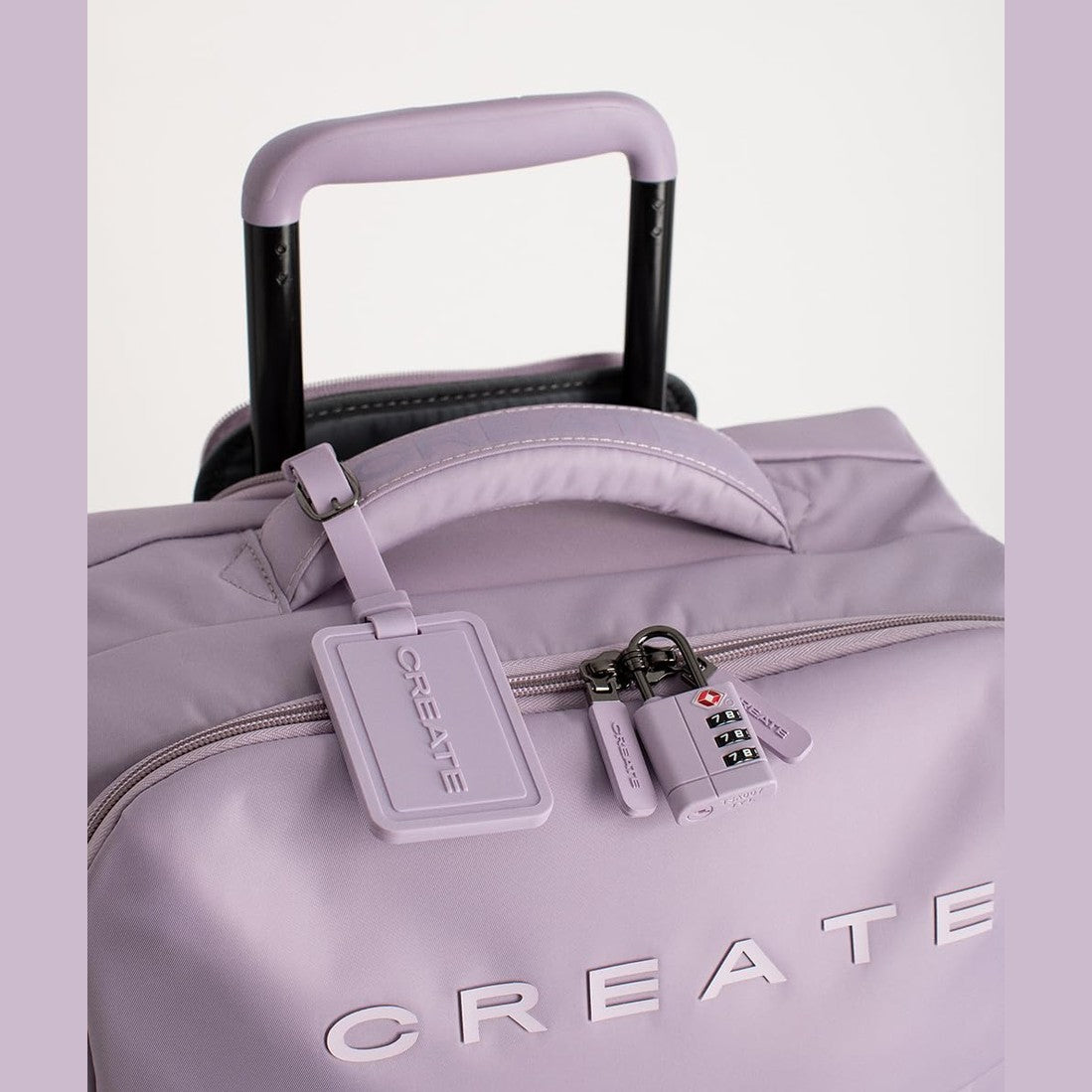 CREATE / Luggage Studio Soft/Suitcase Soft Polyester Lavender / 47 x 25.5 x 65 cm / TSA Padlock, 4 Double Wheels, Organizer, Telescopic Handle, Waterproof Fabric, ID Tag
