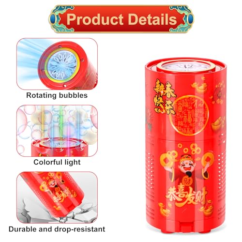 Boxob - 2pcs Fireworks Bubble Machine with Lights, Automatic Bubble Blower for Parties