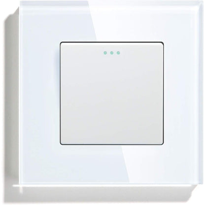 Bseed - Electrical Wall Light Switch with LED Backlight, Glass Faceplate, 10A Toggle