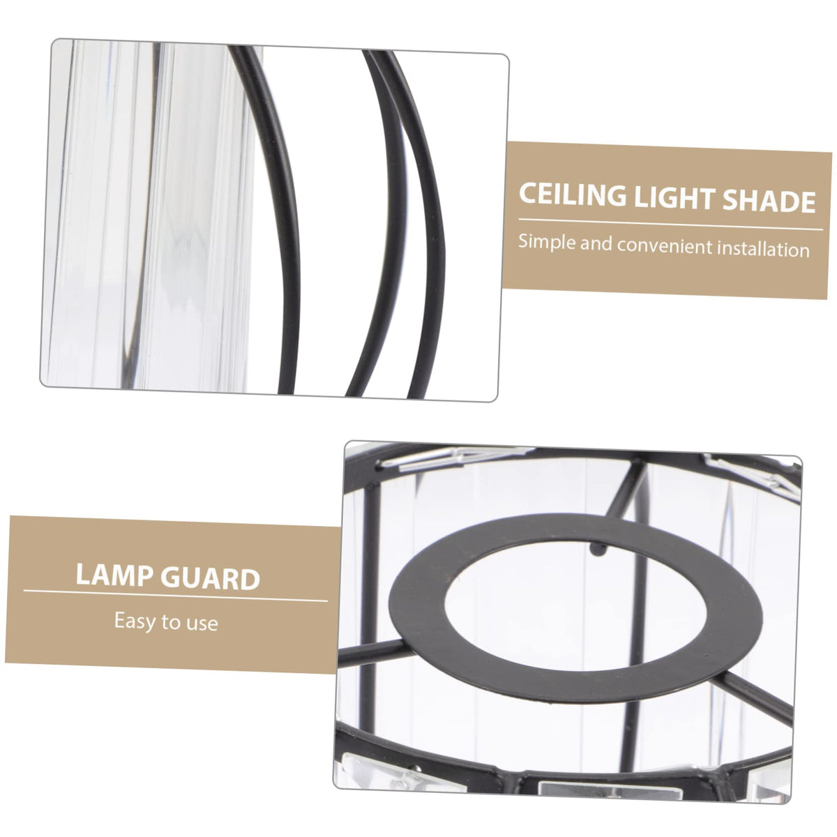 Alipis E27 Glass Lamp Shade with Iron Frame for Ceiling Light, Simple Elegant Design Suitable for Kitchen
