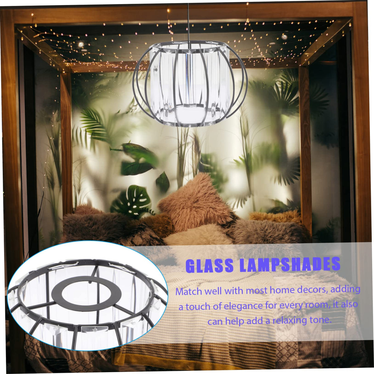 Alipis E27 Glass Lamp Shade with Iron Frame for Ceiling Light, Simple Elegant Design Suitable for Kitchen